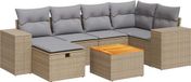 vidaXL 7-delige loungeset met kussens, polyrattan, beige