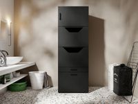 WASHING Armoire à linge 2 portes 2 tiroirs avec armoire supérieure noir