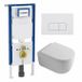 Geberit QeramiQ Dely Swirl Toiletset - 36.3x51.7cm - Geberit UP720 Duofix Sigma inbouwreservoir - 35mm zitting - glans witte bedieningsplaat - rechthoekige knoppen - glans wit