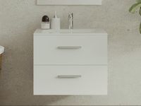 Vente-unique Zwevend badkamermeubel met enkele wastafel - Wit - 60 cm - KAYLA
