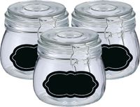 Zeller Weckpot/inmaakpot - 6x - 500 ml - glas - met beugelsluiting - incl. etiketten