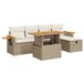 vidaXL 6-delige Loungeset met kussens, polyrattan, beige