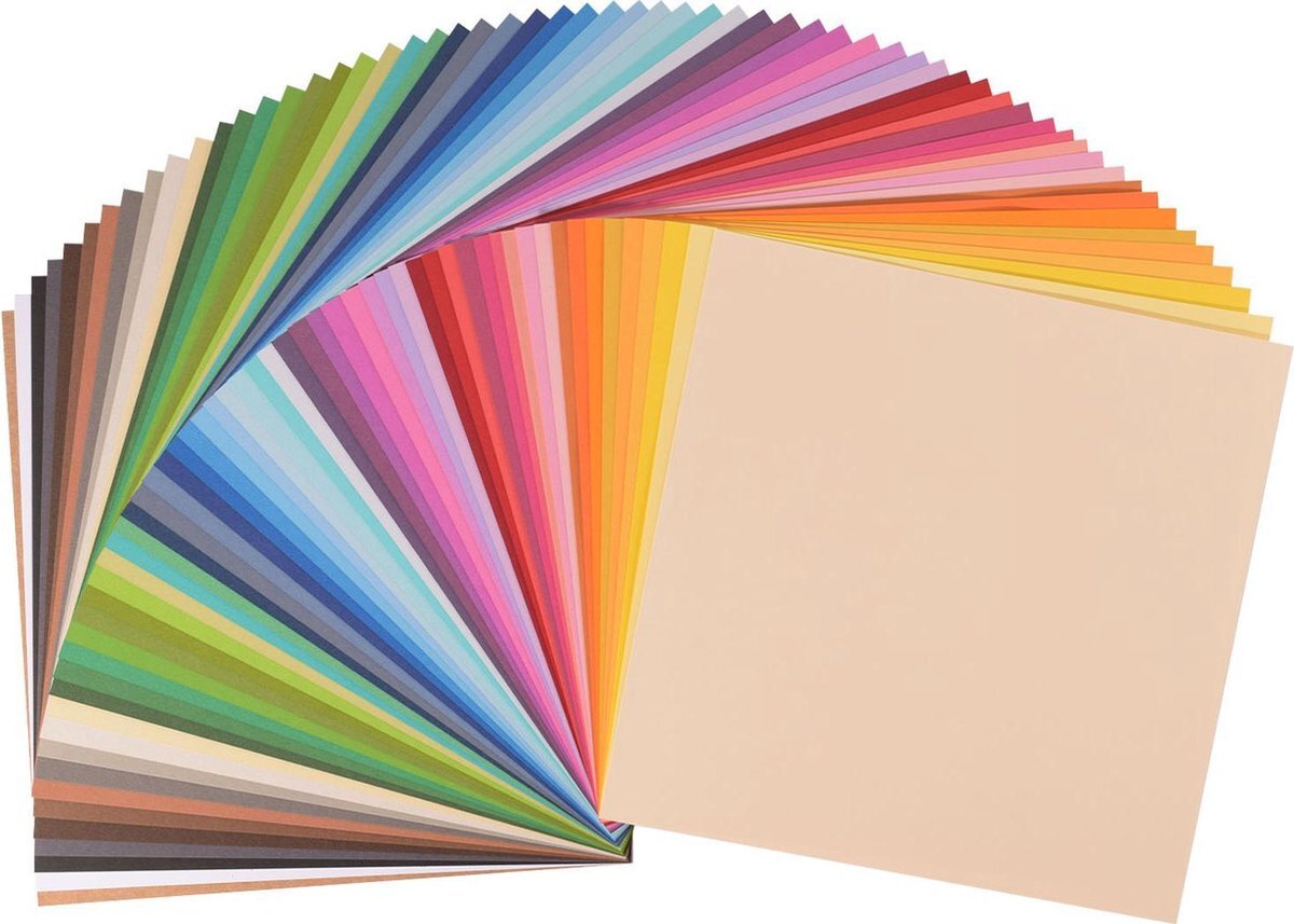 Vaessen Creative Florence Cardstock papier, kleurenmix 60 kleuren, 216 gram/m², vierkant, 30,5 x