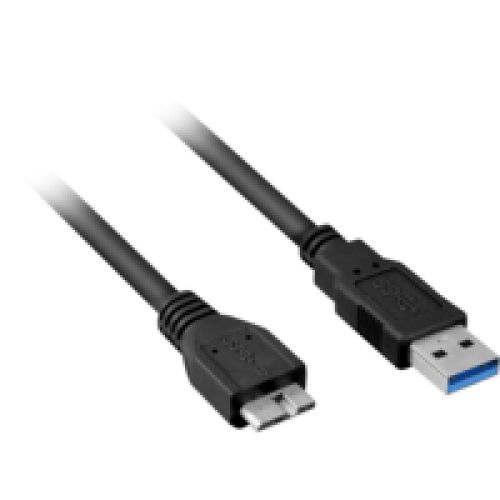 Sharkoon USB 3.0 A Male to Micro-B Male Cable - 2m - Black