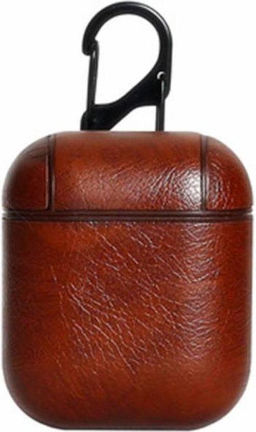 Sitna Airpods Leather Case Cover - Dark Brown - For Apple Airpods 1 & 2 - Softcase