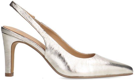 Manfield - Dames - Goudkleurige leren slingbacks - Maat 39