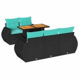 vidaXL 6-delige Loungeset met kussens polyrattan zwart