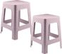Plasticforte Tabouret de cuisine/repose-pieds - 2x - rotin - rose - plastique - 36 x 36 x 45 cm