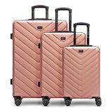 Redolz Essentials 07 3-SET 4 wielen Kofferset 3-delig - Harde bagage - TSA slot - rose 3