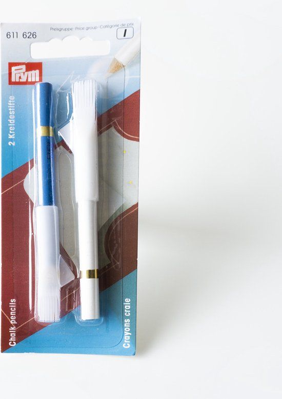 Prym Crayons craie + brosse blanc/bleu