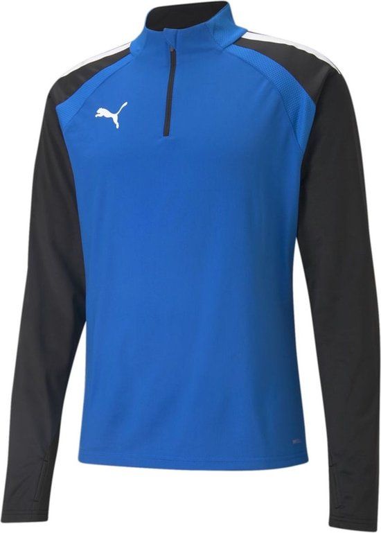 PUMA TeamLIGA 1/4 Zip Sporttrui Unisex - Maat 164 - Zwart/Blauw
