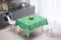 Bonamaison Tafelkleed, Anti-Mold, Sneldrogend, Waterdicht, 100% Polyester Tafellaken, Petroleum Groen, Wit, 140 x 140 Cm