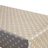 Cofan ofan Nappe anti-taches | Beige avec pois blancs | Vinyle et polyester | Imperméable | Facile à nettoyer | 1,40 x 3 m