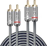 LINDY 35349 RCA Audio Aansluitkabel [2x Cinch-stekker - 2x Cinch-stekker] 10 m Antraciet