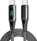 Essager 100W USB-C Snellaad Kabel met Digitale Display 5A 1M Zwart