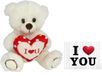 Ger Import Pluche knuffelbeer met I Love hartje - wit/rood - 30 cm - inc. wenskaart