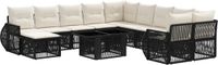 vidaXL Tuinbank Set 12-delig Zwart en Crème Wit Polyrattan