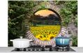 KitchenYeah Spatscherm keuken 120x80 cm - Bloemen - Zonnebloem - Aluminium