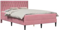 vidaXL Bedframe met matras met hoofdeinde Roze 140 x 200 cm Fluweel
