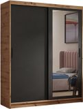 Margaret Hadas24 Kledingkast Henry met spiegel 160 cm inclusief 2 schuifdeuren Schuifdeurkast (artisan, zwart)