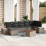 vidaXL Tuinbank - Set - 8 - st - Grijs - poly - rattan