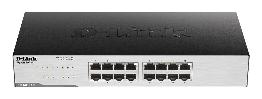D-Link GO-SW-16G - Netwerkswitch - Unmanaged - 16 Poorten - Gigabit - 19 inch rackmount