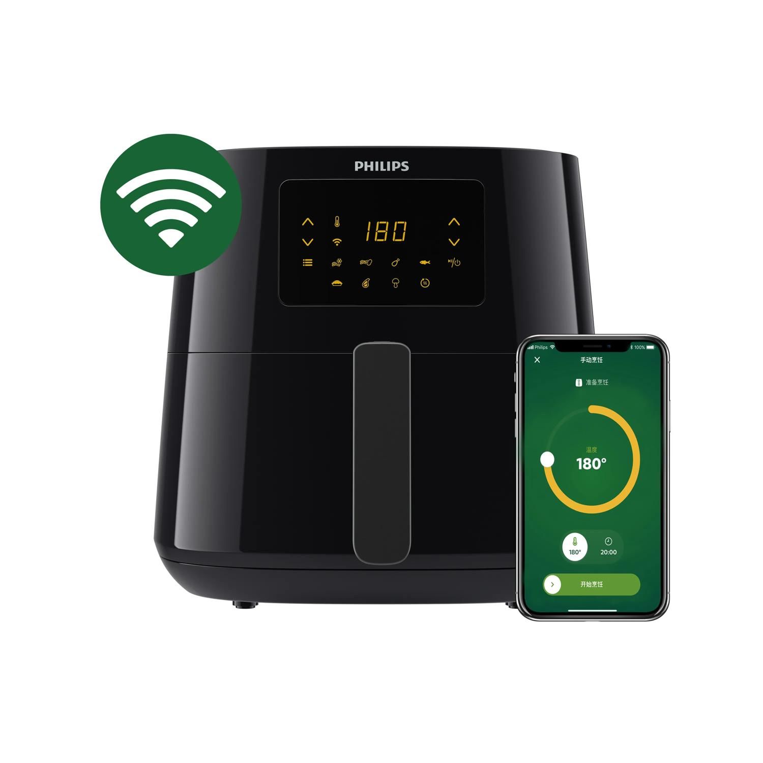 Philips Essential Connected 5000 Series HD9280/70 XL Airfryer - 6.2L, Rapid Air, 7 Programs