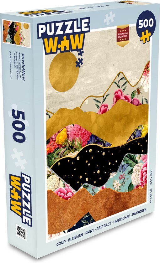 MuchoWow Puzzel Goud - Bloemen - Print - Abstract - Landschap - Patronen - Legpuzzel - Puzzel 500 stukjes - Sinterklaas cadeautjes - Sinterklaas voor grote kinderen