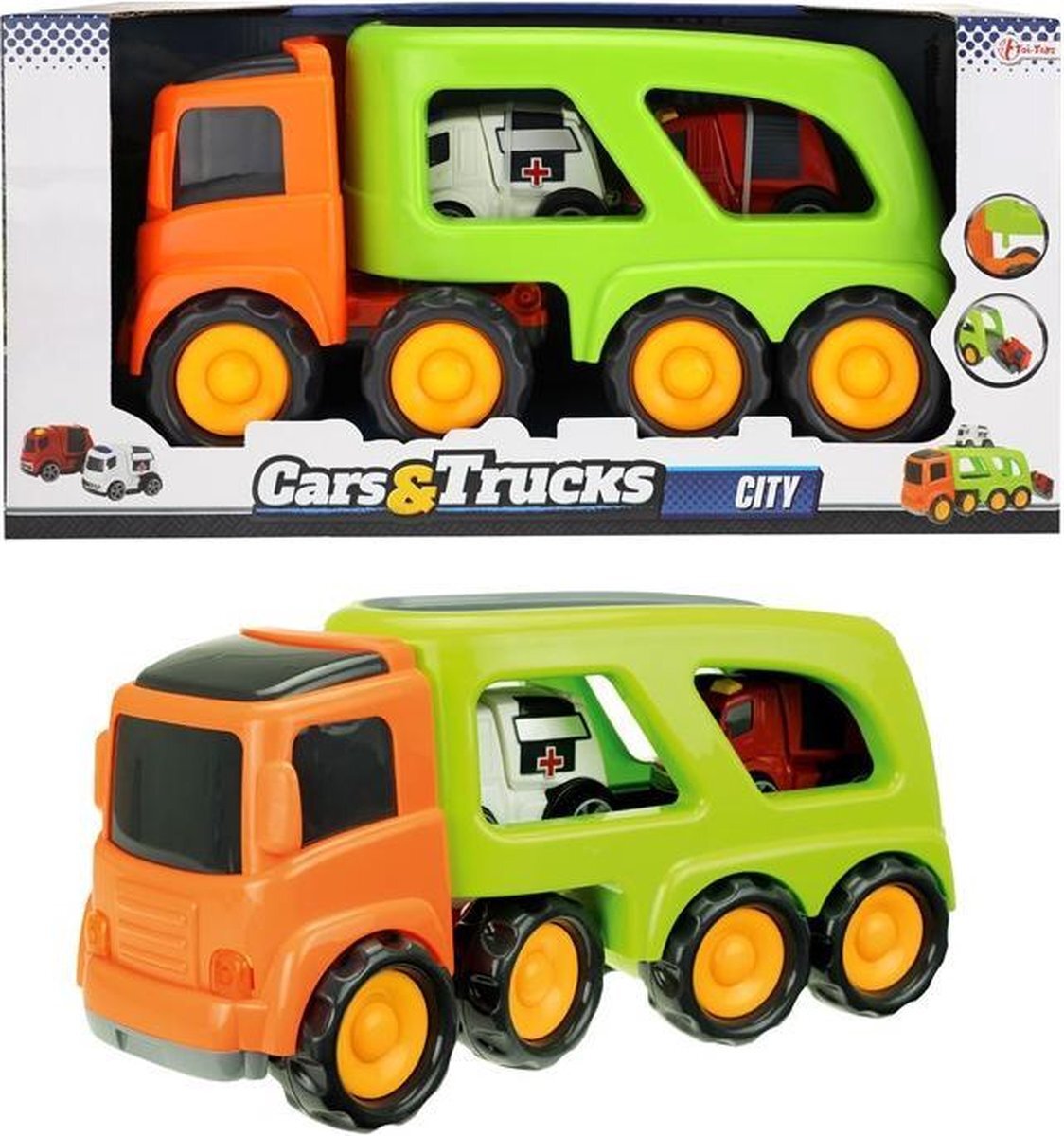 Toi Toys Toi Toys XXL Truck Met 2 Hulpdienstvoertuigen