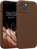 kwmobile telefoonhoesje geschikt voor Apple iPhone 14 - TPU backcover met siliconen coating - Smartphone case in chocoladebruin