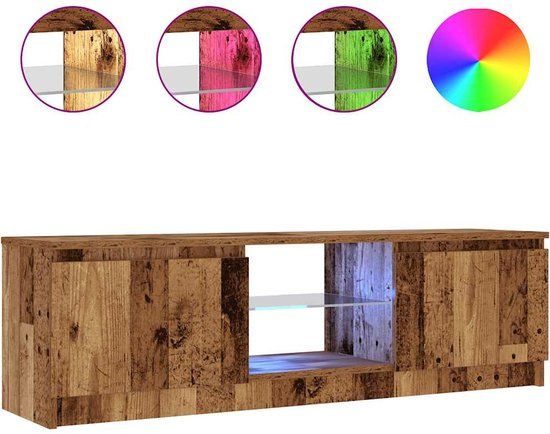 vidaXL Tv-meubel met LED 120x30x36 cm bewerkt hout oud hout