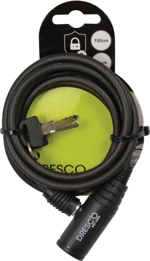 Dresco - Spiraalslot - 150cm - Rond 6mm - Matzwart