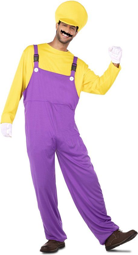 Loodgieter Fyasa Wario Loodgieter Kostuum Heren - T-shirt, jumpsuit en pet - One Size - Super Mario - Mannen