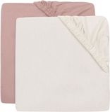 Jollein Hoeslaken Ledikant - 70/75x140/150cm - Jersey - Wild Rose/Ivory