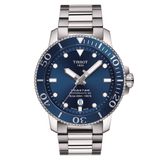 Tissot Seastar 1000 Powermatic 80 heren polshorloge met saffierglas, stalen kast en blauwe wijzerplaat