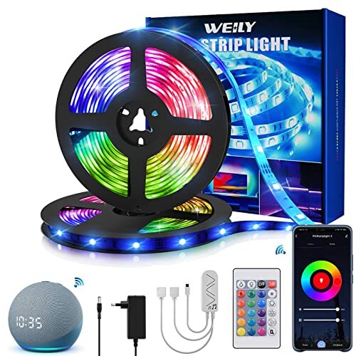 Weily 15M Wifi LED Strip, 15M Flexibele Kleur Veranderende Smart RGB Telefoon Controle Led Light Strip [Energie-efficiëntieklasse A+++]