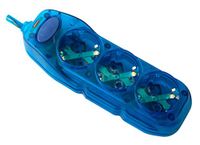 Electraline 59639 Stekkerdoos 3 Voudig met Schakelaar, Kabel 1.5 M, Meervoudige Stekkerdoos, Tafelstekkerdoos, Blauw