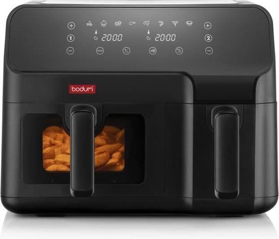 MELIOR BODUM Olievrije friteuse - Dubbel compartiment 3,2L en 5,1L - 2700 W - Zwart