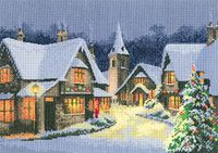 Kerstdorp Evenweave kruissteek borduurset