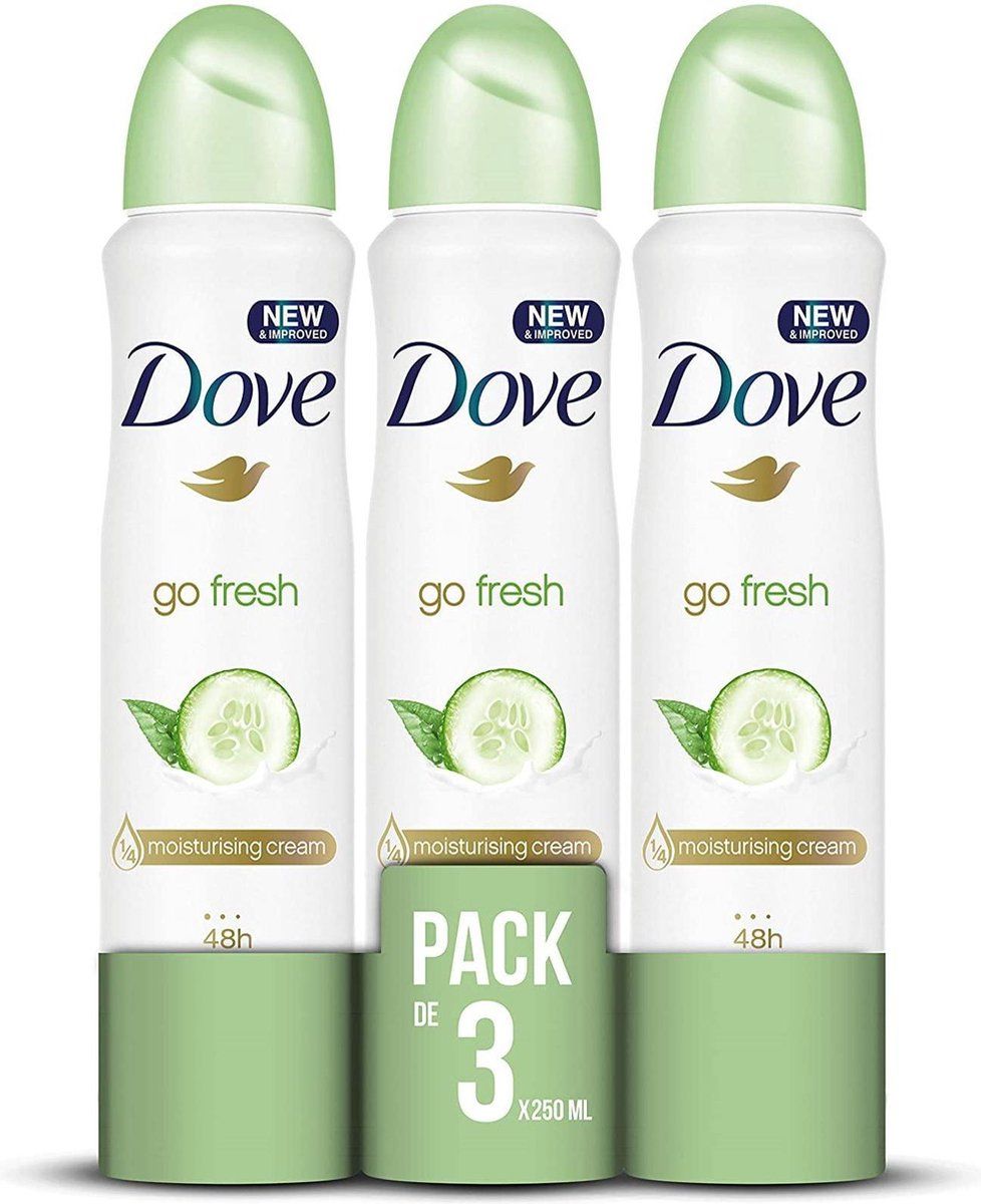 Dove XL Deo Spray - Go Fresh Cucumber - Voordeelverpakking 3 x 250 ml
