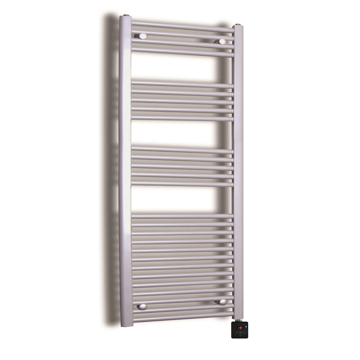 Sanicare Elektrische design radiator sanicare plug & play 172x45 cm inox look 596 watt met chroom thermostaat en bluetooth links