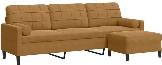 vidaXL Driezitsbank met voetenbank 210 cm fluweel bruin