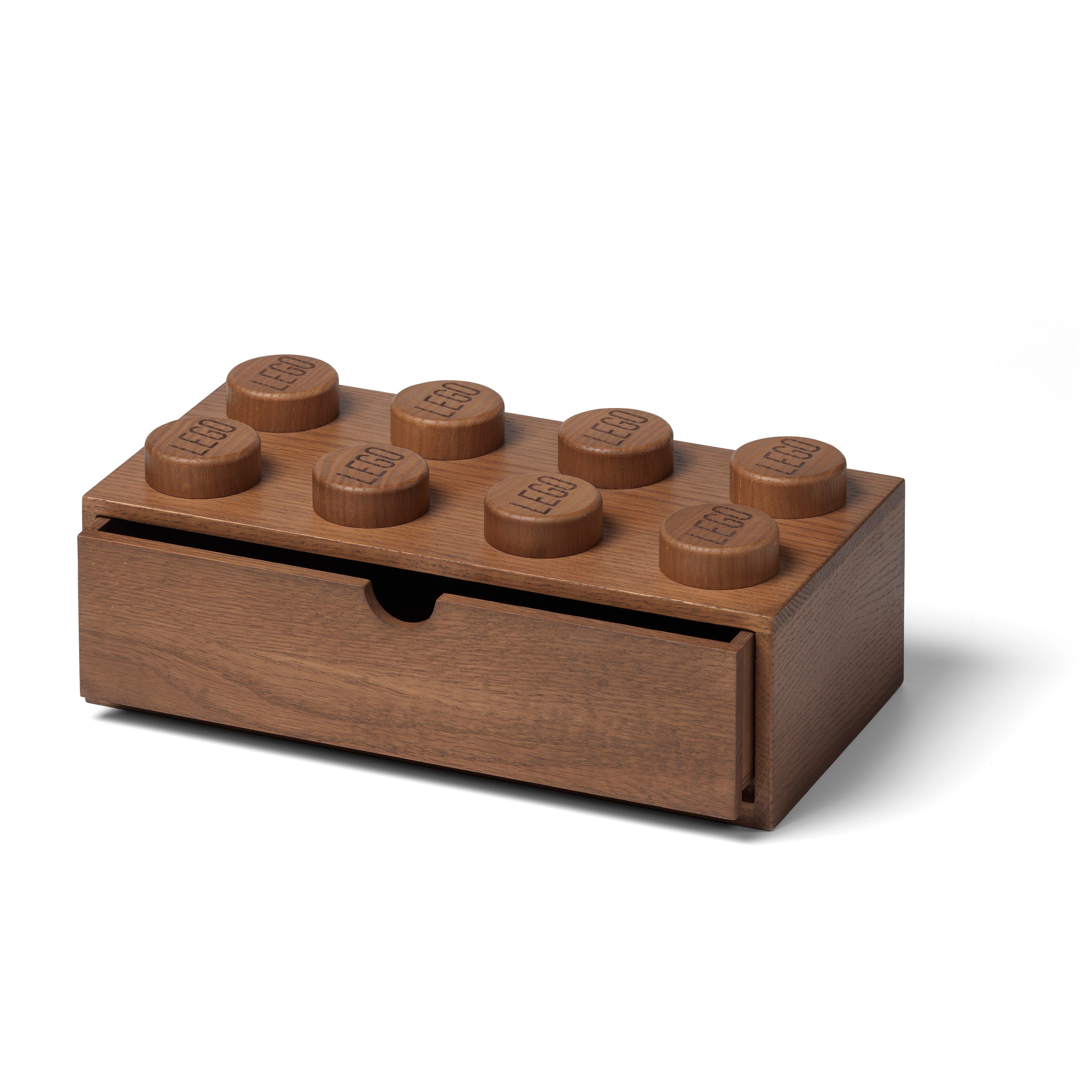 LEGO Wooden Desk Drawer with 8 Studs - Dark Oak