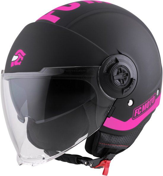 FC-Moto Ralgo Jet Helm - Zwart/Felroze, Maat S