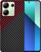 Techsuit Hoesje geschikt voor Xiaomi Redmi Note 13 4G - Carbonite FiberShell Carbon Back Cover - Rood/Zwart