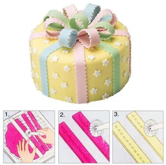 Ardran & Tookar Fondant kartel roller - Marsepein kartelrandjes snijden voor taart / icing / cake / cupcake decoratie - Vorm roller - Deegroller - Fondantroller - Uitstekers - Uitsteekvorm - 3 rollers in 1