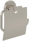 Villeroy & Boch Elements Tender Toiletpapierhouder met deksel, wc-rolhouder voor wandmontage, zink, rond, mat geborsteld nikkel