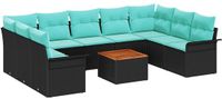 vidaXL Tuinbankenset 10 st 9-Aantal zitplaatsen Zwart en Turquoise