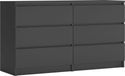 3E 3xE living.com Antracietkleurige ladekast met 6 lades, 138 x 78 x 39 cm