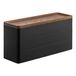 Yamazaki 5810 RIN 3~Tiered Slim Accessory Case with Lid, black, ABS Resin/Wood, 24 x 8 x 11.5 cm